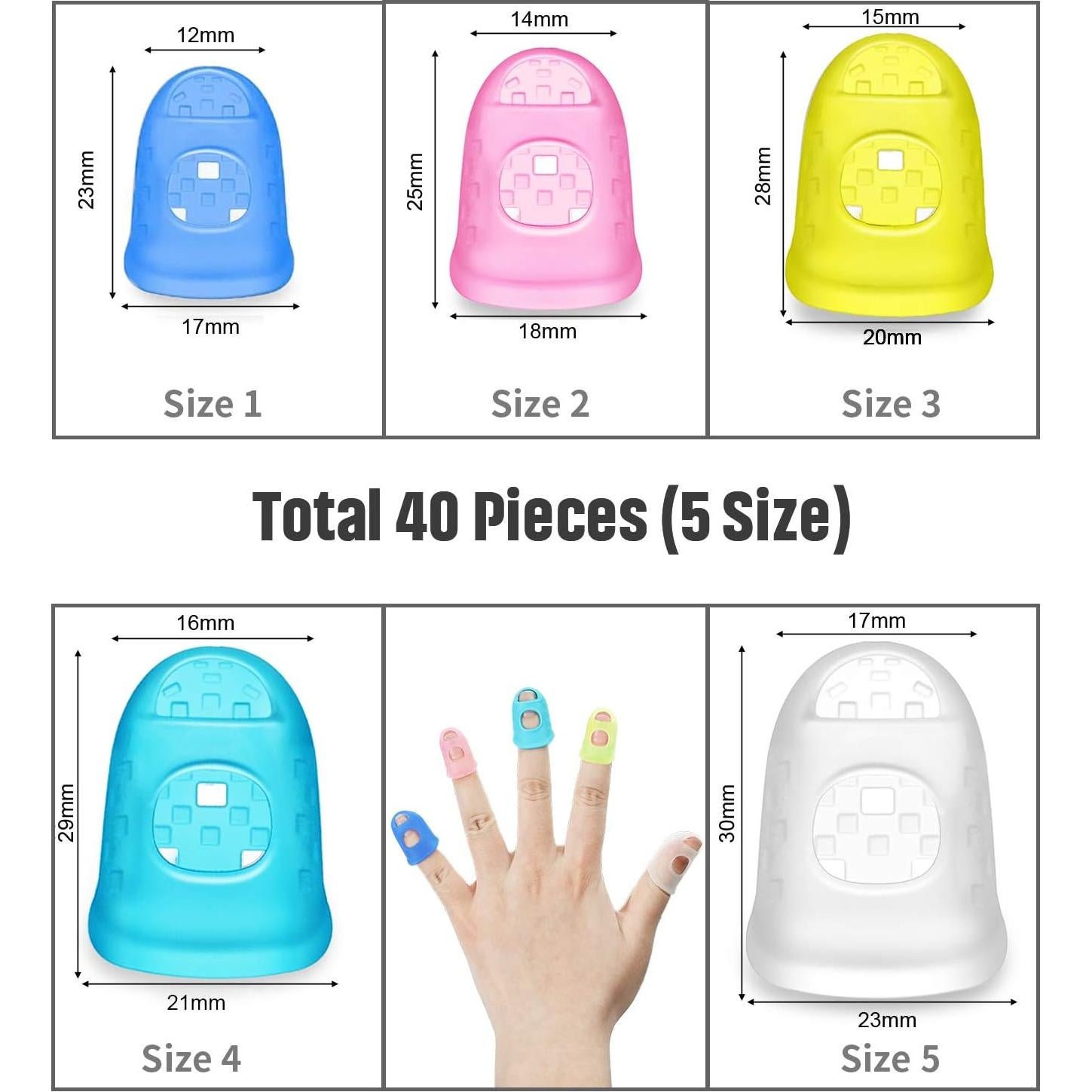 40 Protectores de Dedos de Silicona para Guitarra Multicolor