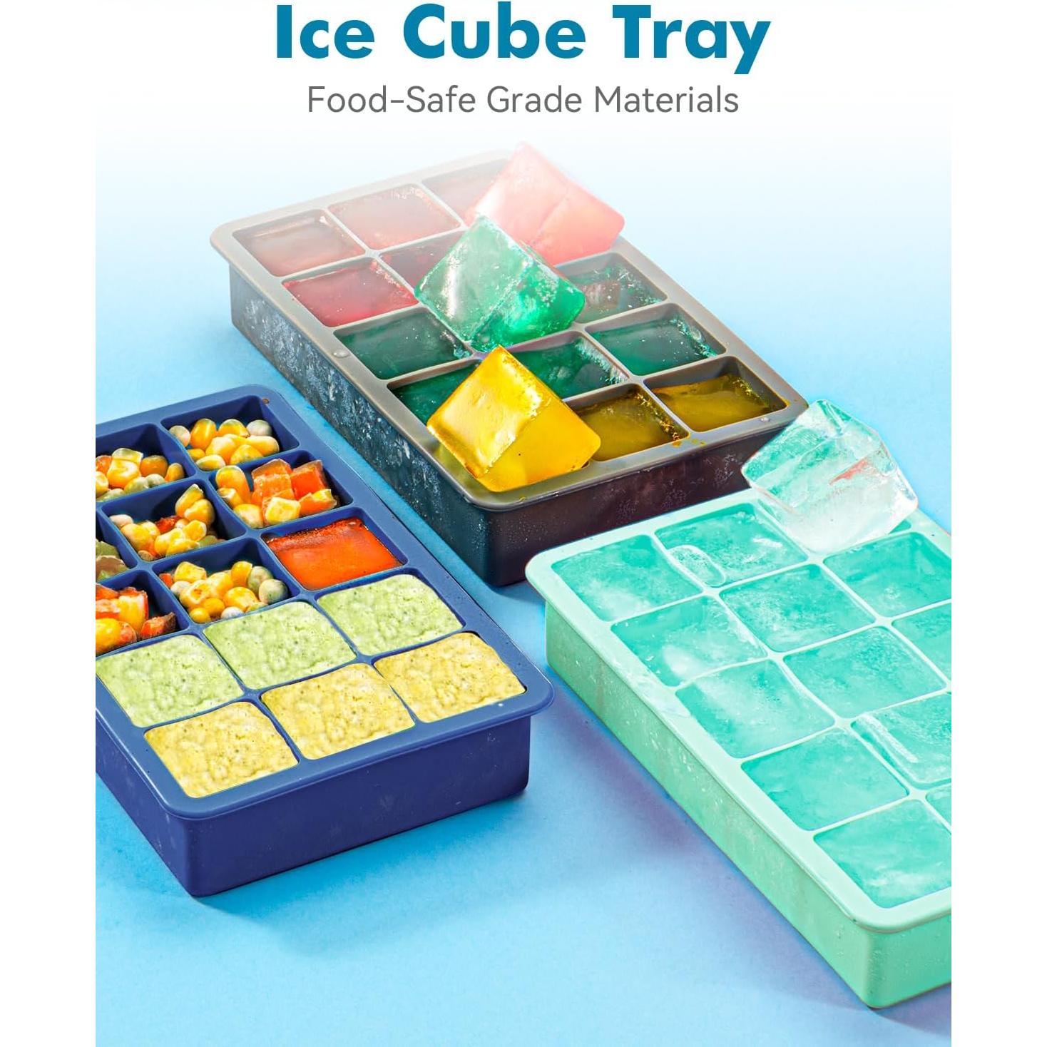 Bandejas de Hielo de Silicona ZDPMK 2 Piezas Cuadradas 15 Cubos