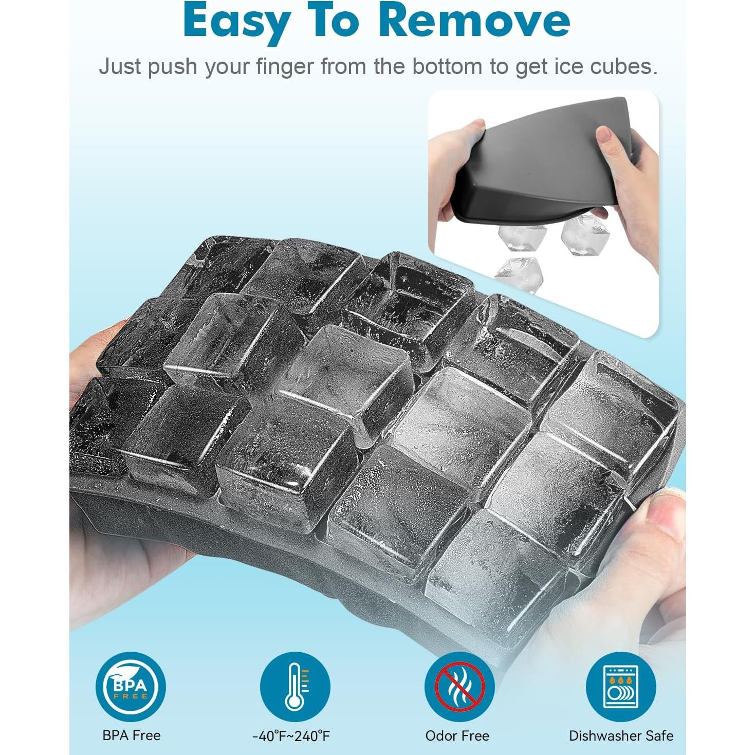 Bandejas de Hielo de Silicona ZDPMK 2 Piezas Cuadradas 15 Cubos