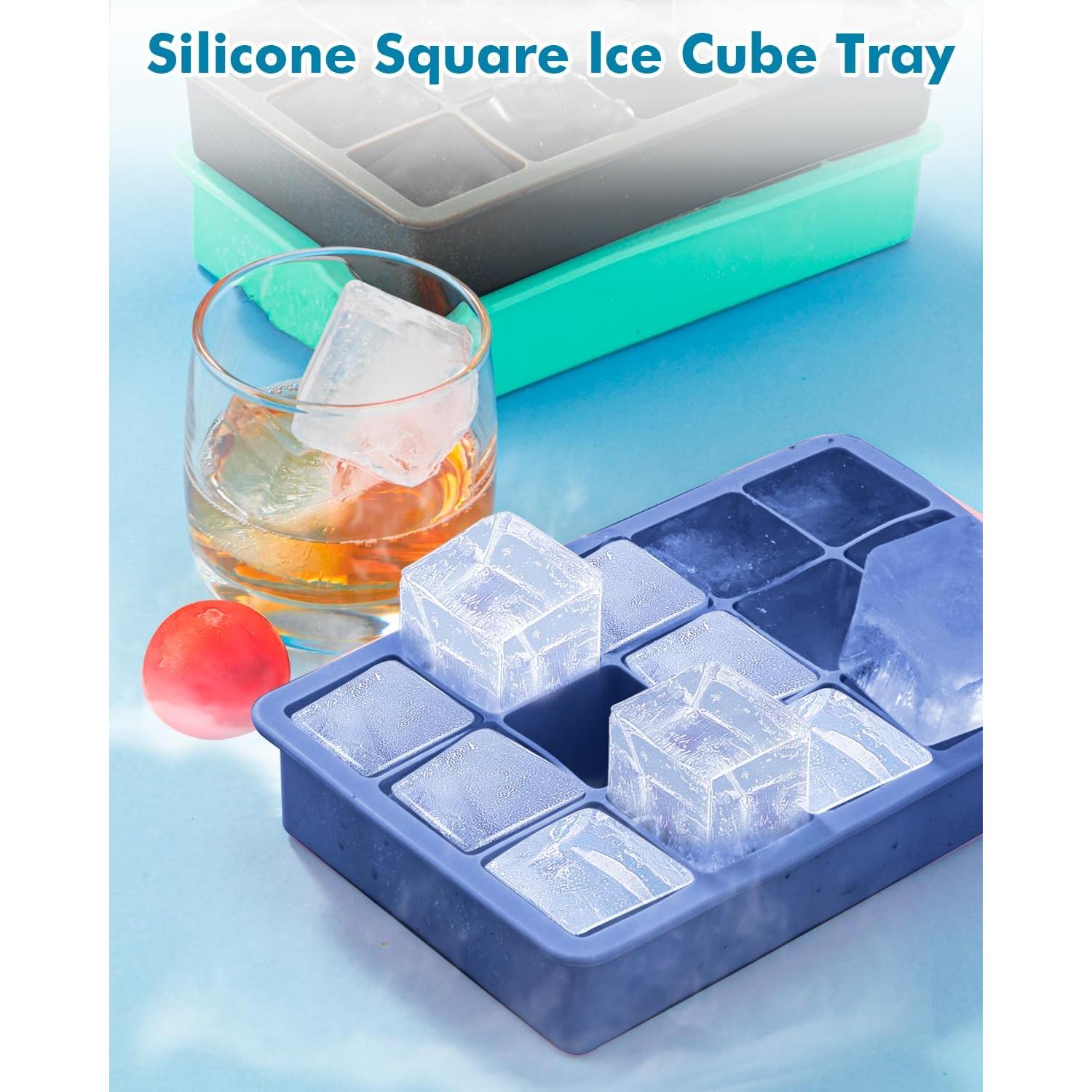 Bandejas de Hielo de Silicona ZDPMK 2 Piezas Cuadradas 15 Cubos