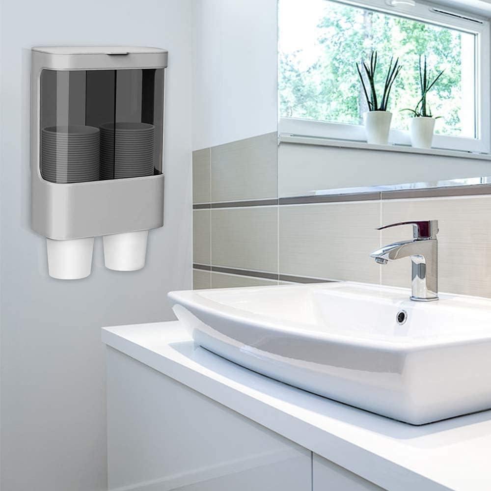 Dispensador de Tazas LBTING Montado en Pared Doble Tubo Gris