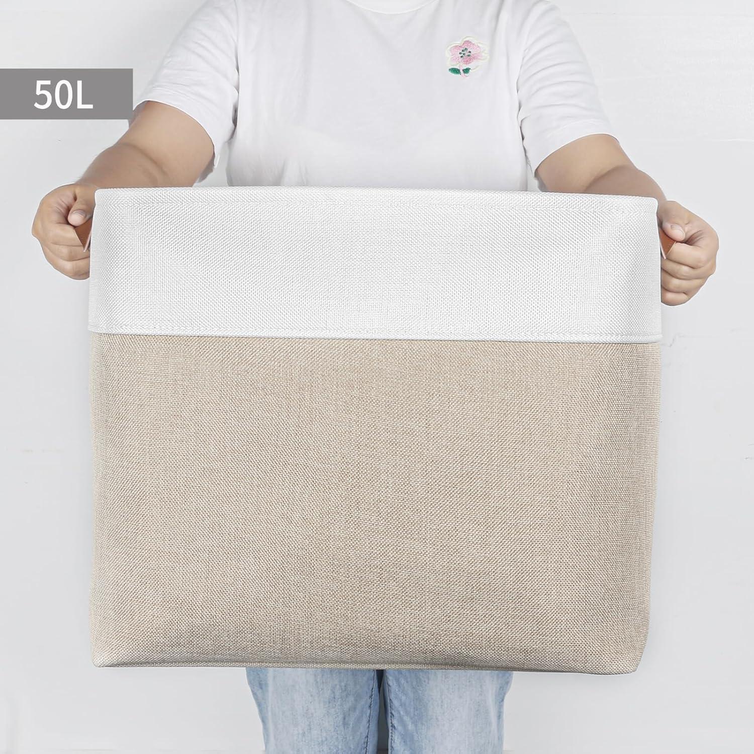 Cestas de Almacenamiento Bagnizer 3 Piezas 50L Beige/Blanco