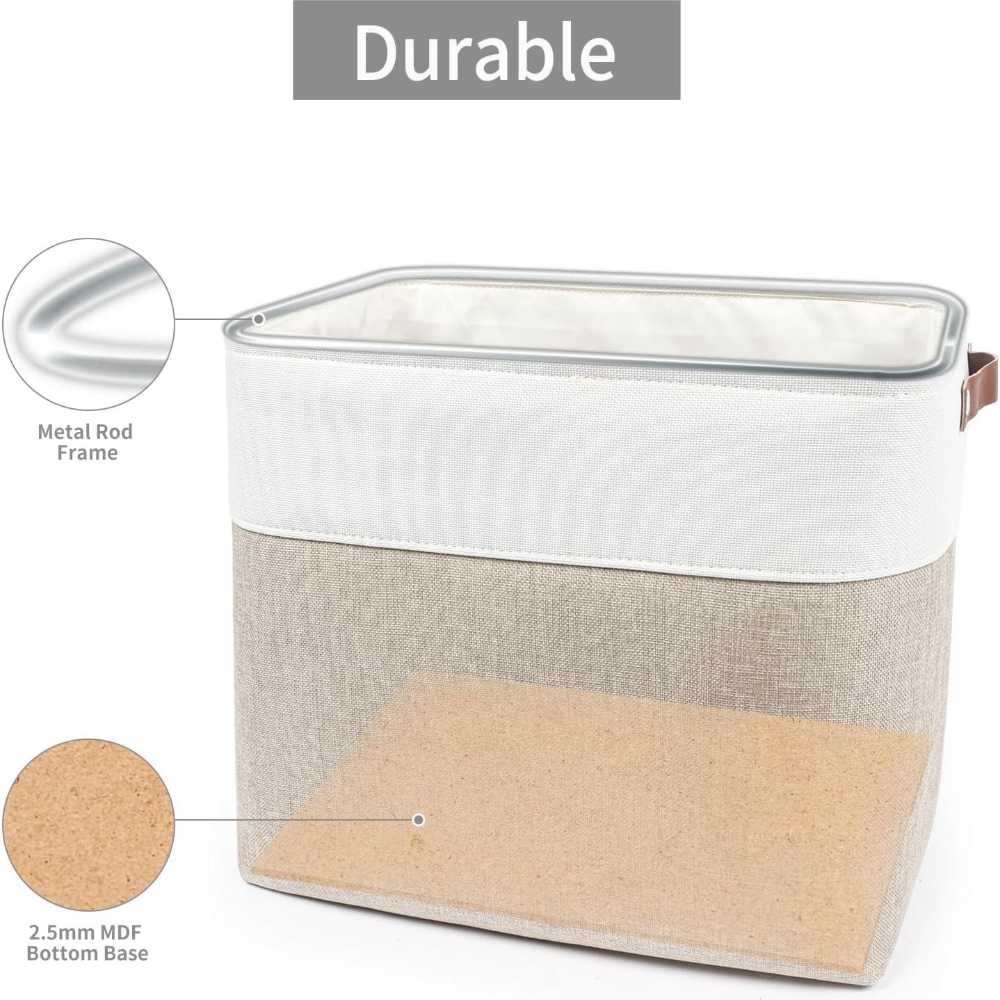 Cestas de Almacenamiento Bagnizer 3 Piezas 50L Beige/Blanco