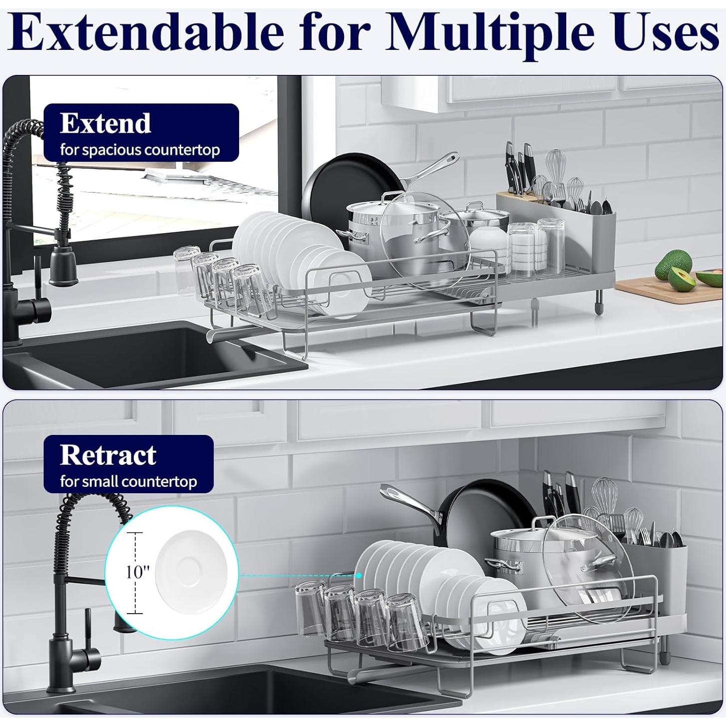 Estante para Secar Platos Kitsure Expandible 32.8x48.8-67.7 cm