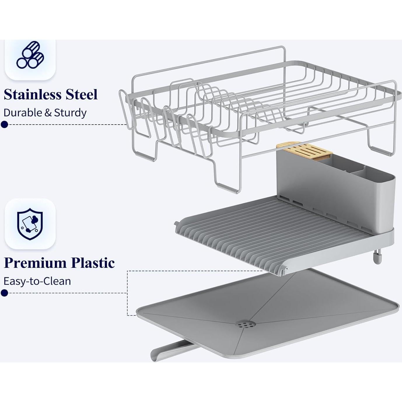 Estante para Secar Platos Kitsure Expandible 32.8x48.8-67.7 cm