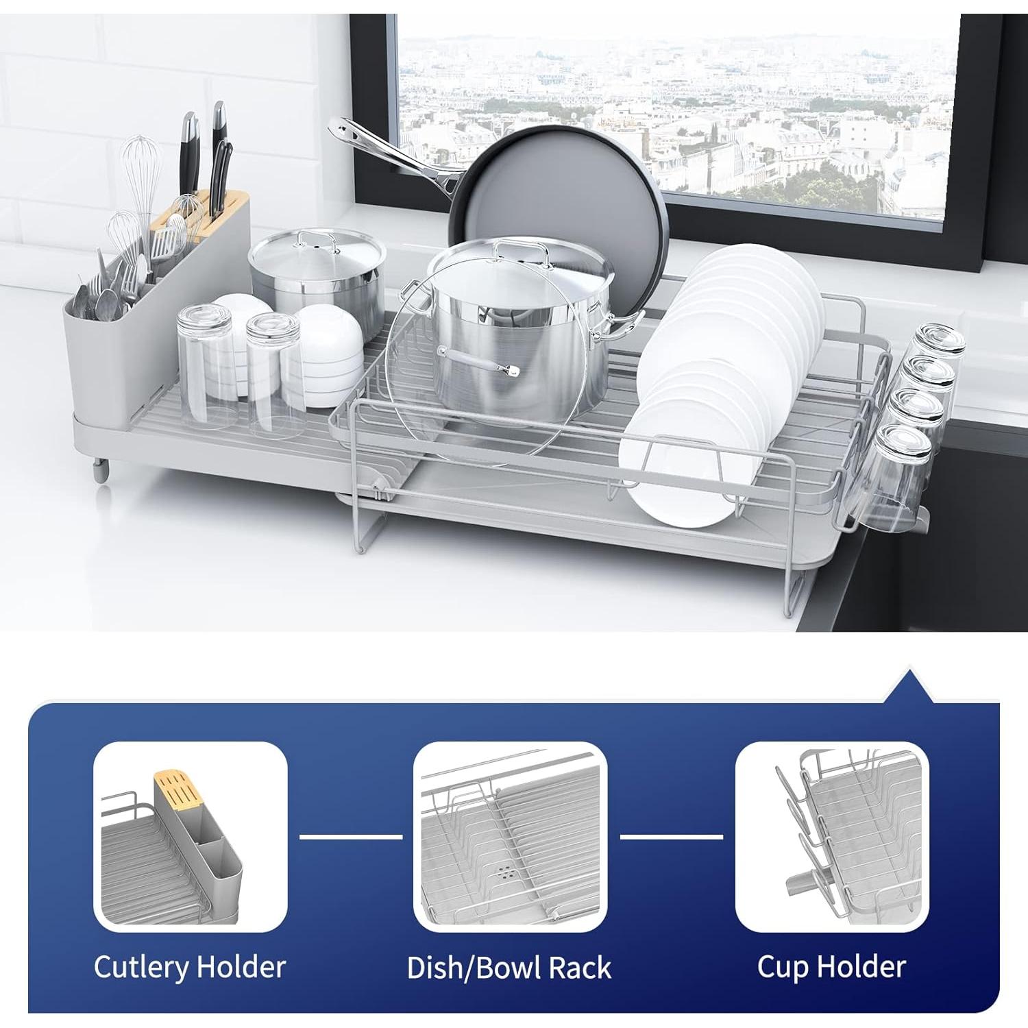 Estante para Secar Platos Kitsure Expandible 32.8x48.8-67.7 cm