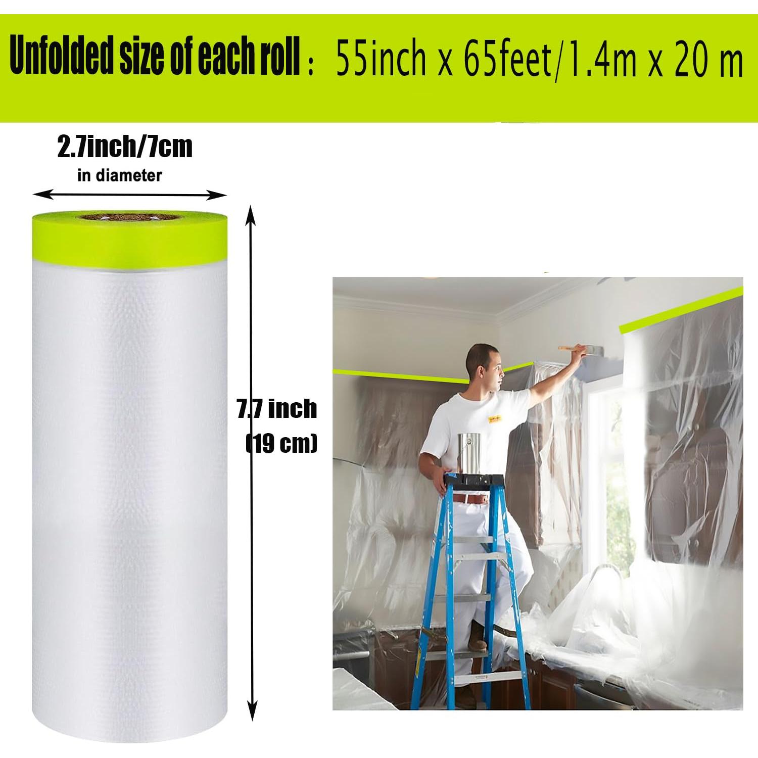 Cinta de Pintor con Plástico YUNXIHUI 140cm x 20m Rollo