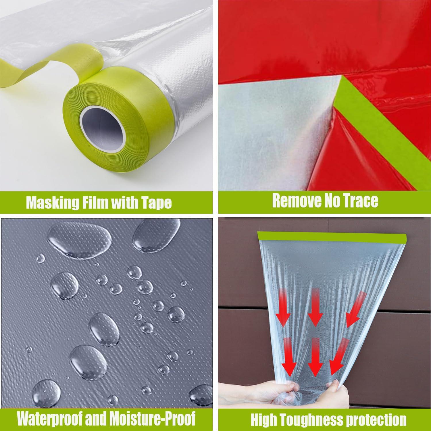 Cinta de Pintor con Plástico YUNXIHUI 140cm x 20m Rollo