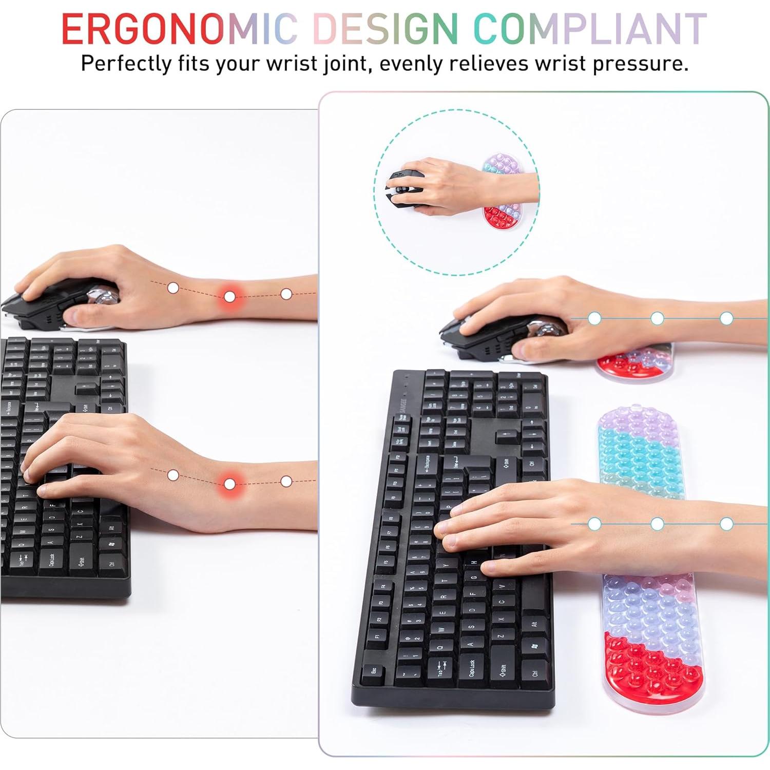 Juego de Reposamuñecas de Gel ABRONDA Acuamarina Ergonómico