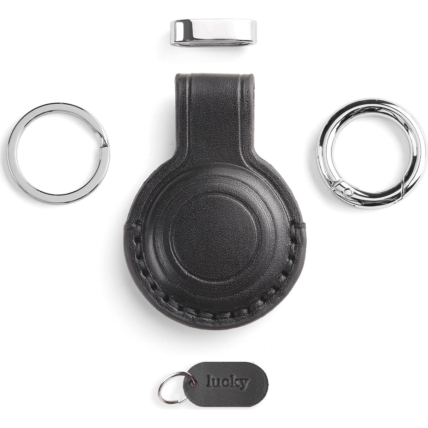 Soporte de llavero de cuero Jayanes para AirTag - Negro