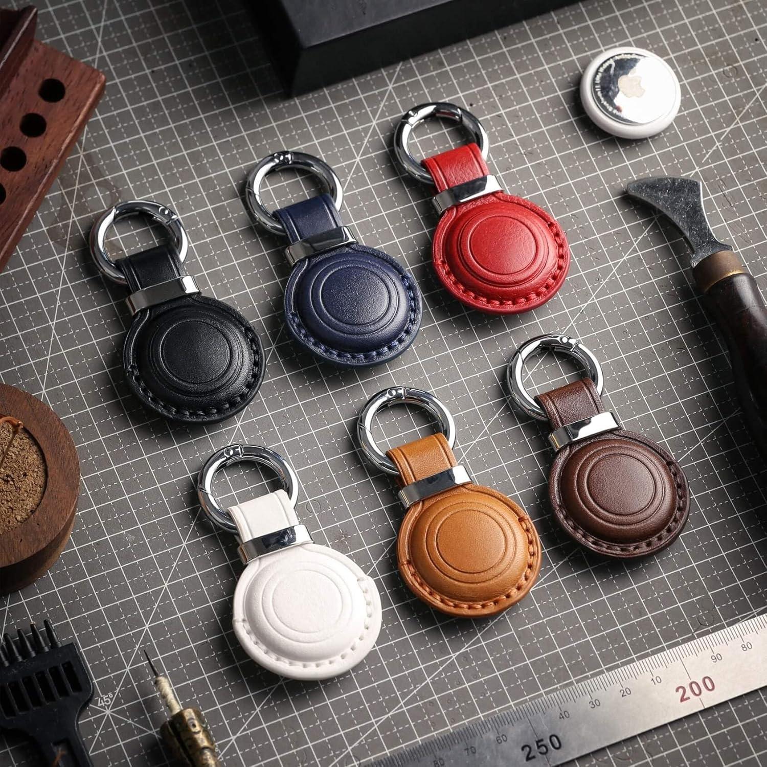 Soporte de llavero de cuero Jayanes para AirTag - Negro