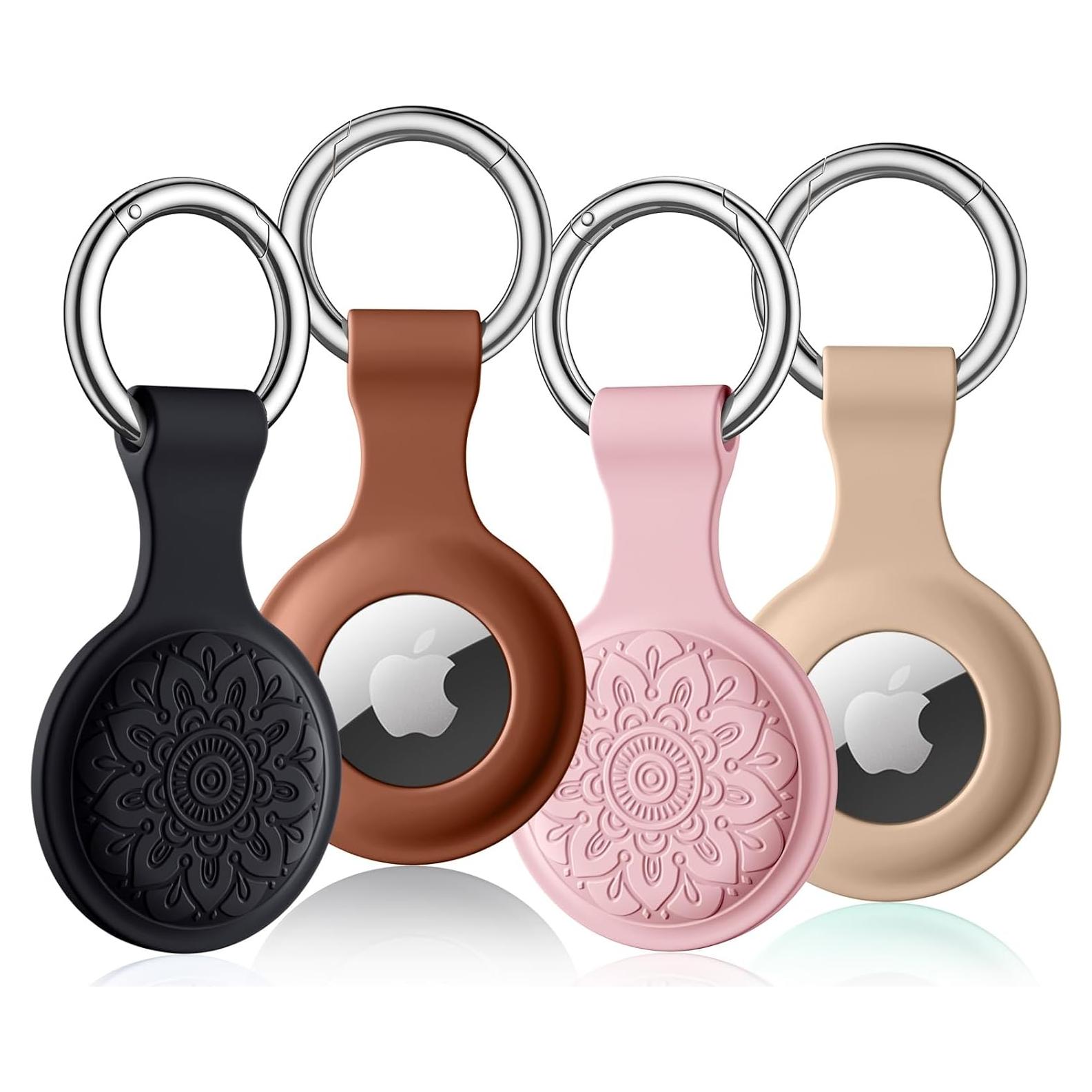 Lerobo 4 Fundas Silicona para AirTag con Llavero Metal