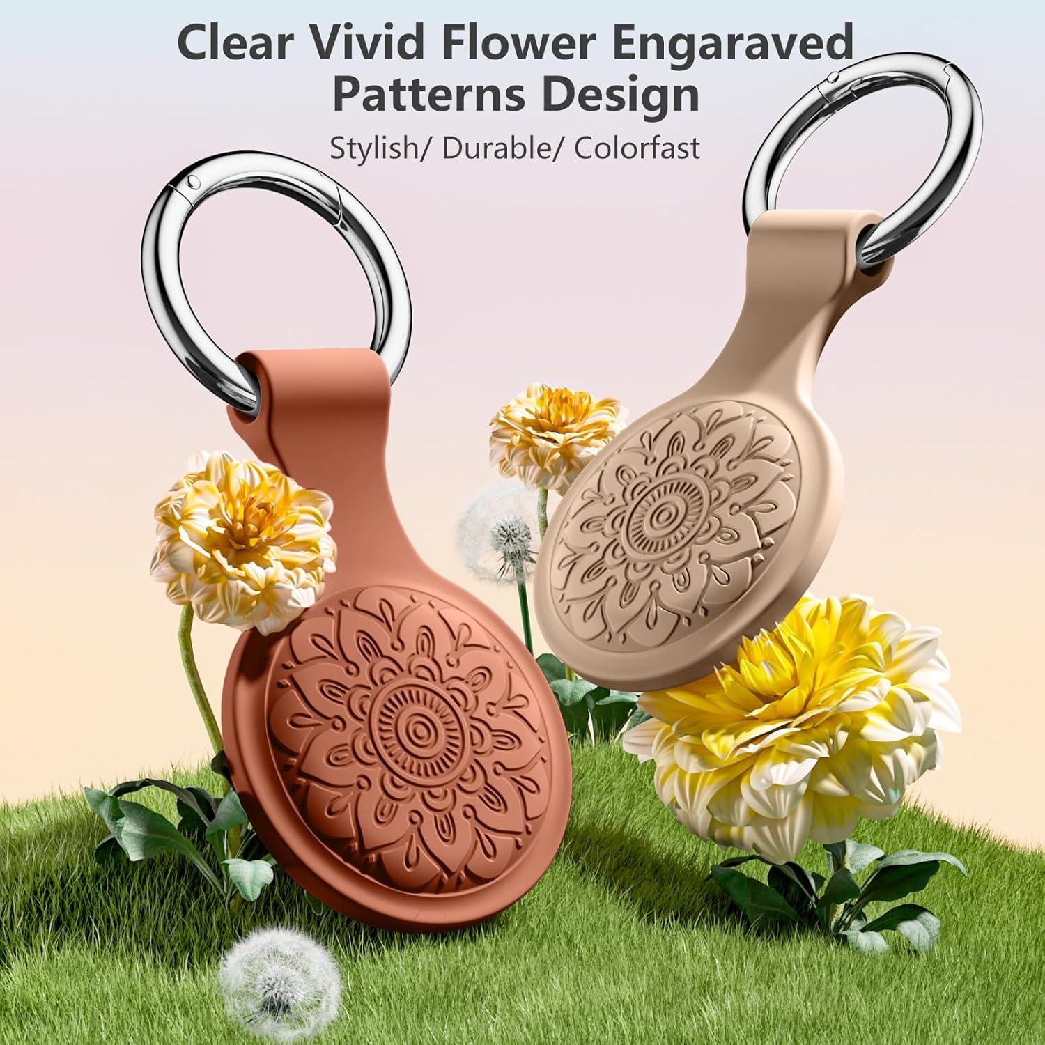 Lerobo 4 Fundas Silicona para AirTag con Llavero Metal