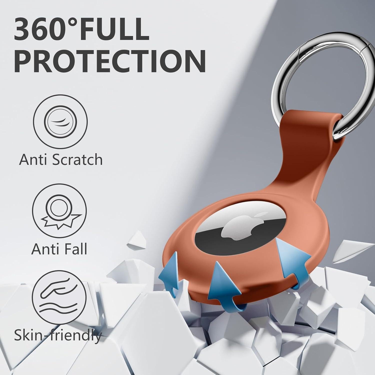 Lerobo 4 Fundas Silicona para AirTag con Llavero Metal