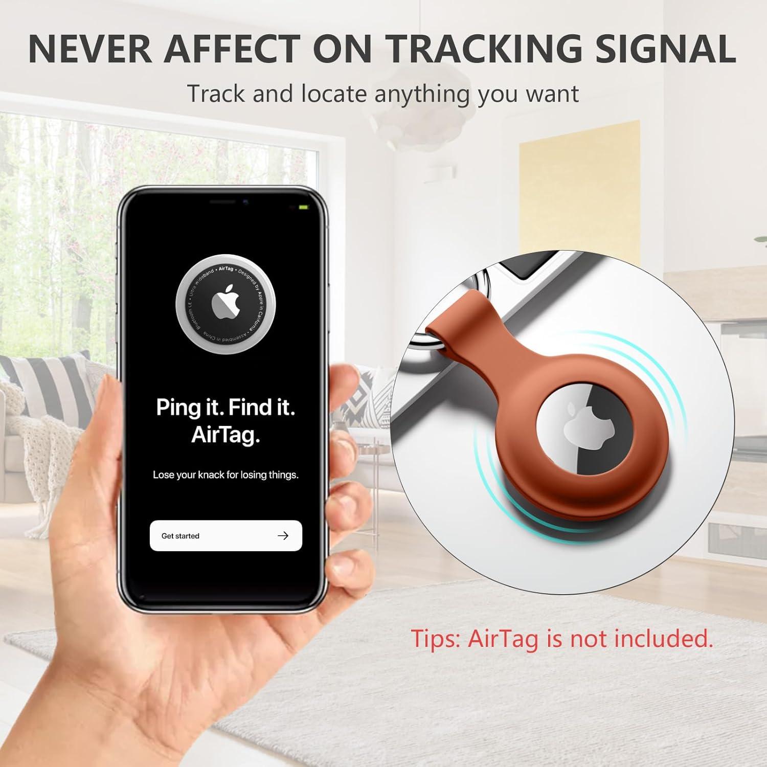 Lerobo 4 Fundas Silicona para AirTag con Llavero Metal