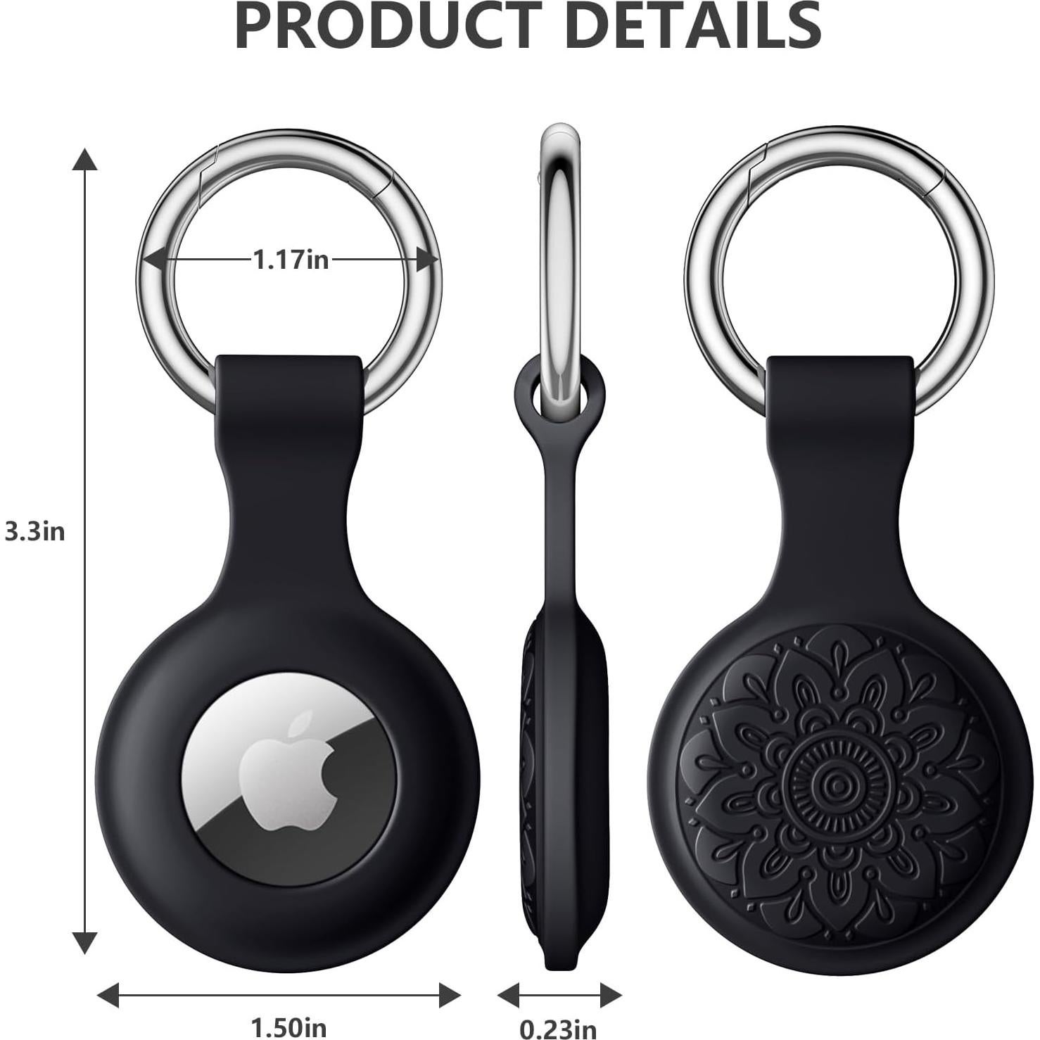 Lerobo 4 Fundas Silicona para AirTag con Llavero Metal