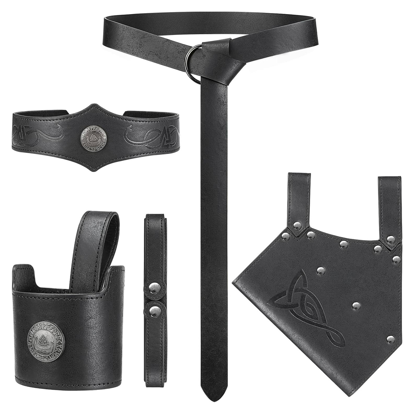 5 Piezas Accesorios Medievales para Cinturón Cosplay Vikingos