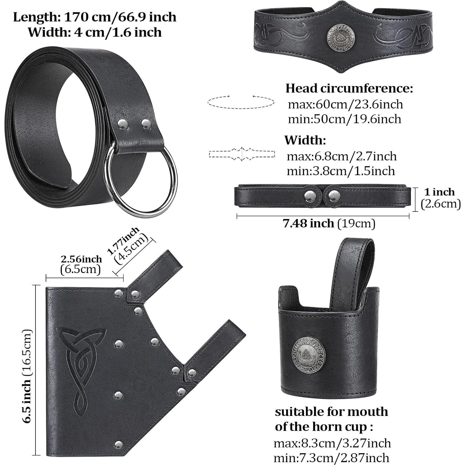 5 Piezas Accesorios Medievales para Cinturón Cosplay Vikingos