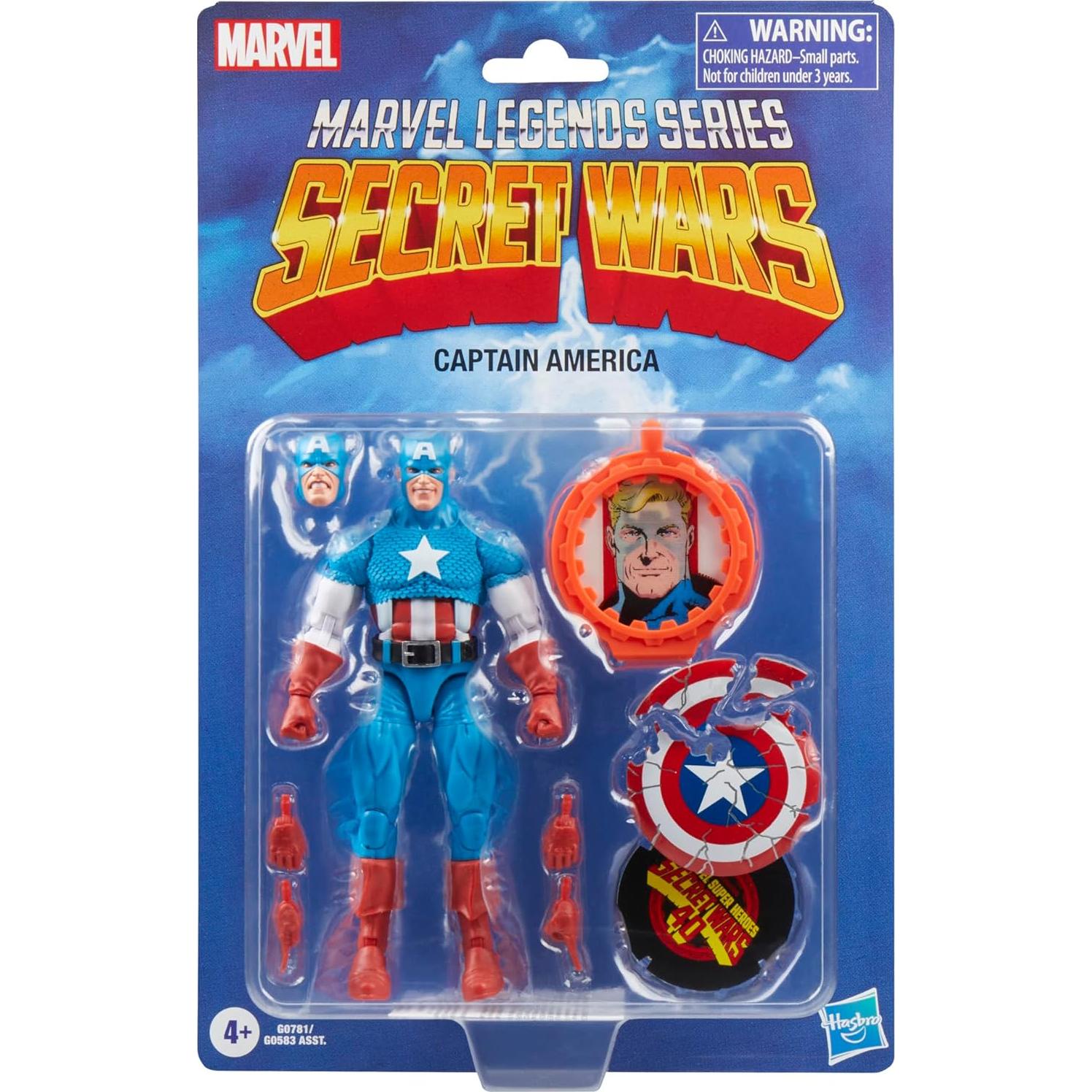Legends Series Captain America, Avengers Retro Marvel Comics Secret Wars Collectible 6 Inch Action Figure with Shield