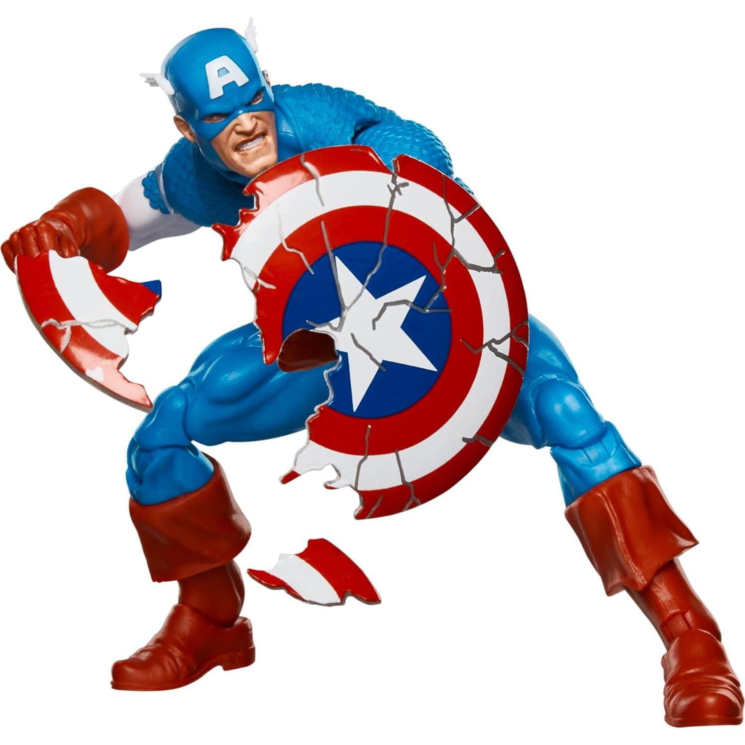 Legends Series Captain America, Avengers Retro Marvel Comics Secret Wars Collectible 6 Inch Action Figure with Shield