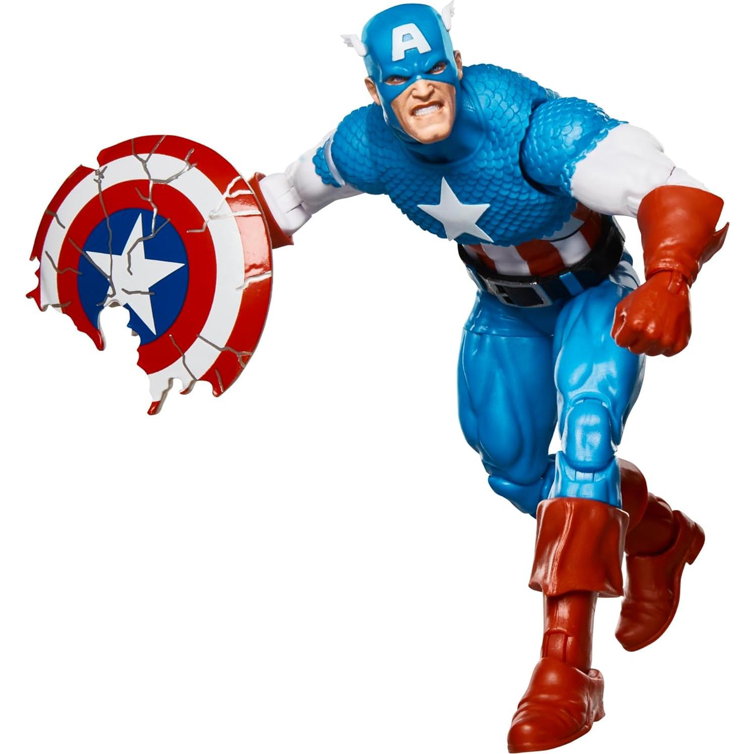 Legends Series Captain America, Avengers Retro Marvel Comics Secret Wars Collectible 6 Inch Action Figure with Shield