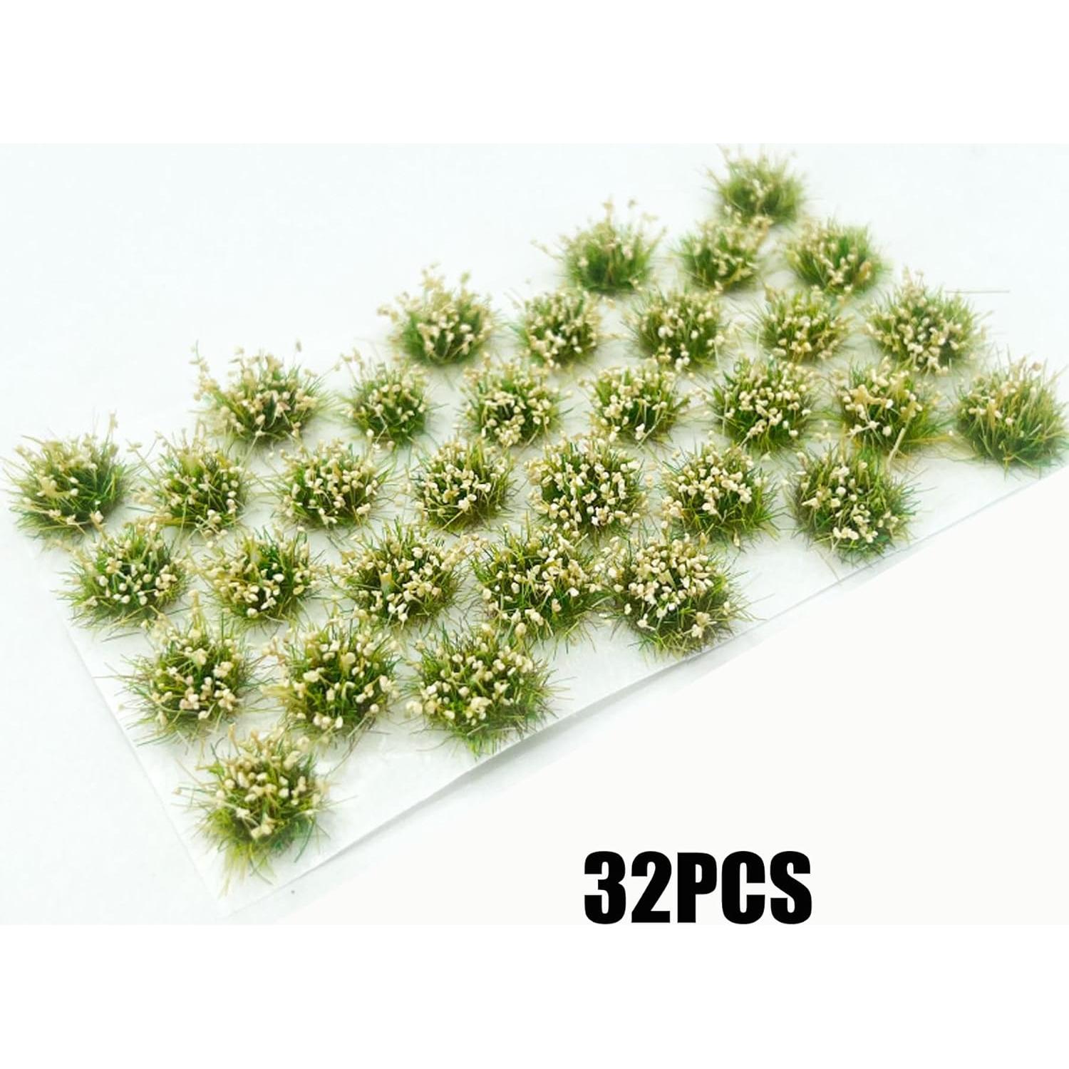 Cayway 128 PCS Miniature Colorful Wild Flower Cluster, 4 Color Static Grass Tufts for DIY Model Train Landscape, Railroad Scenery, Grass Tufts Flower