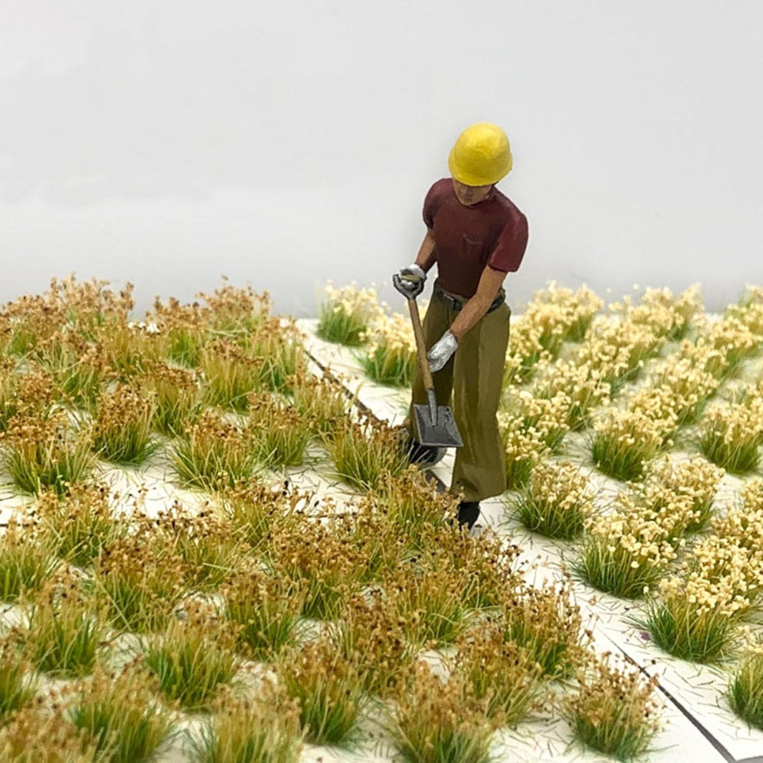 Cayway 128 PCS Miniature Colorful Wild Flower Cluster, 4 Color Static Grass Tufts for DIY Model Train Landscape, Railroad Scenery, Grass Tufts Flower