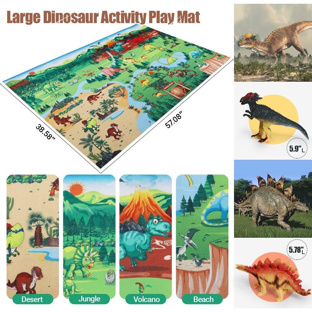 Juguetes de Dinosaurios FRUSE 12 Figuras Realistas con Alfombra