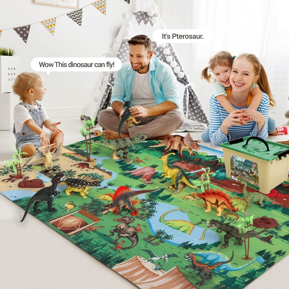 Juguetes de Dinosaurios FRUSE 12 Figuras Realistas con Alfombra