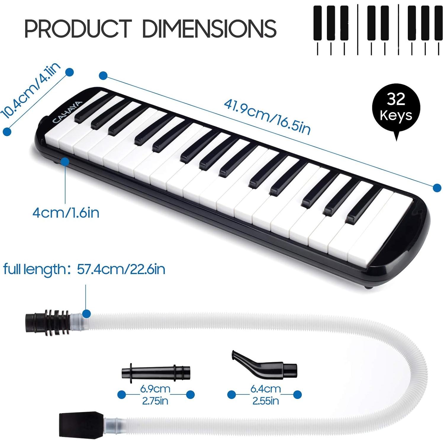 Melodica CAHAYA 32 Teclas Negro con Bolsa y Tubos