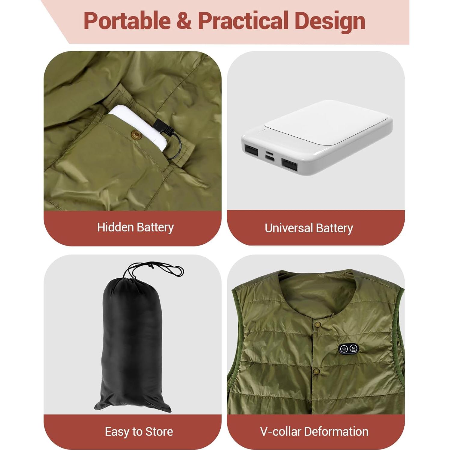 Chaleco Térmico Comfytemp para Hombres Grande Verde con Batería