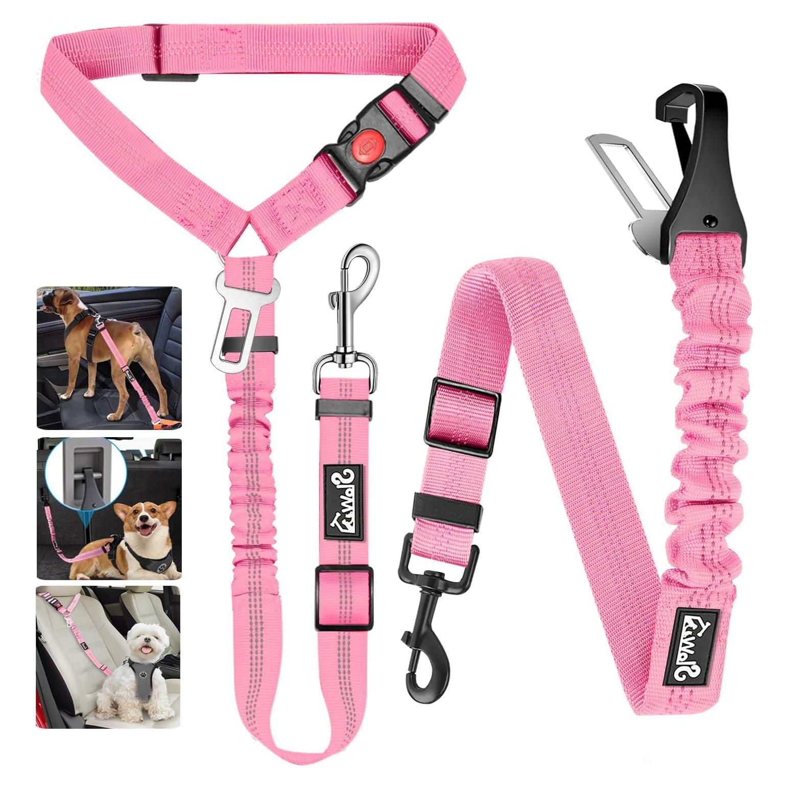 Correas de Seguridad para Perros Lukovee - Paquete de 2 Rosa
