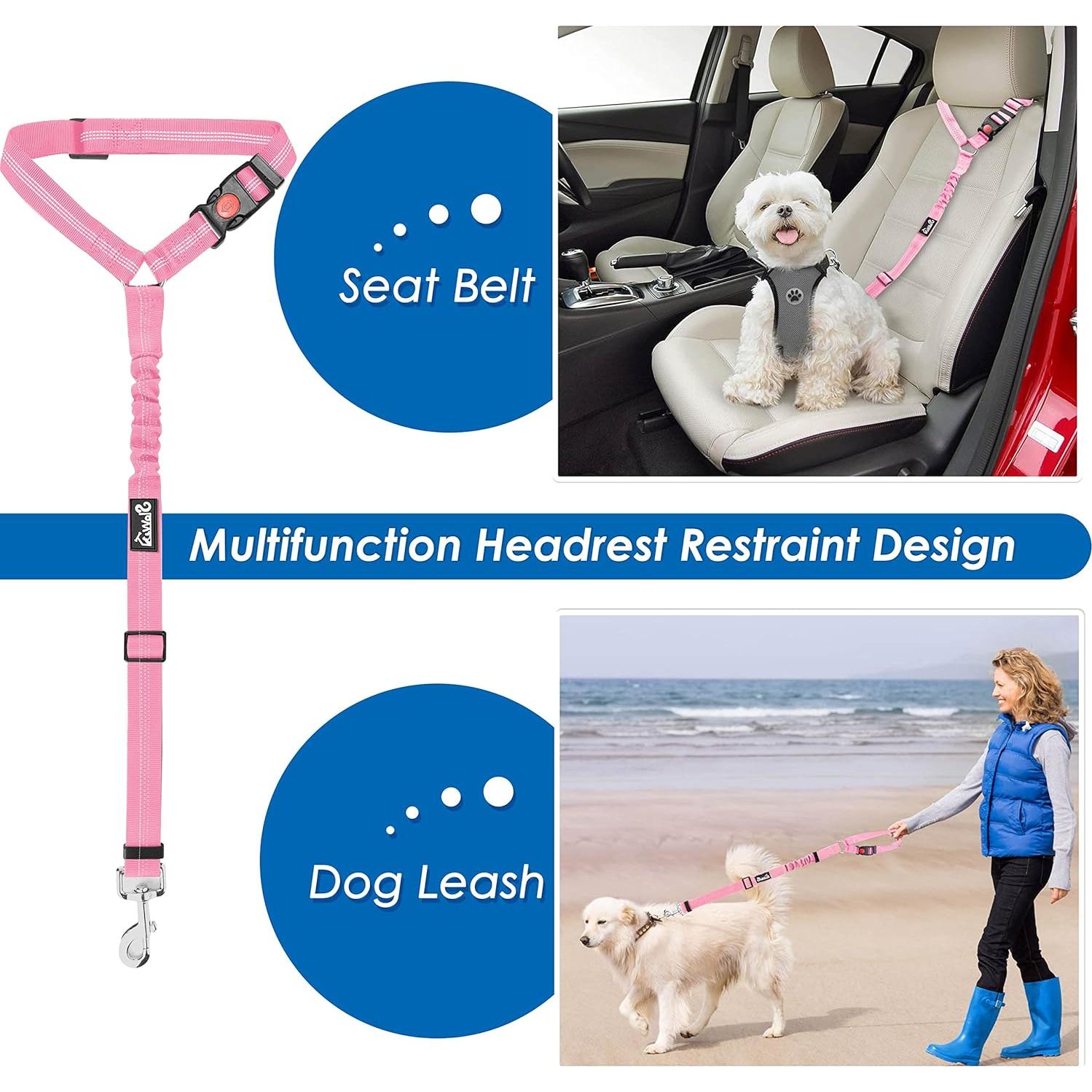 Correas de Seguridad para Perros Lukovee - Paquete de 2 Rosa