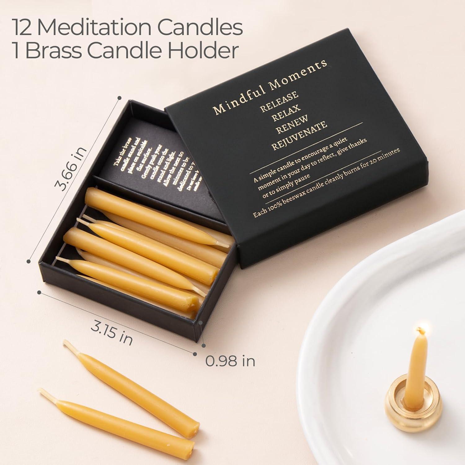 Juego de Velas de Meditación Consciente Michael Grace 12 Mini Velas Cera de Abeja