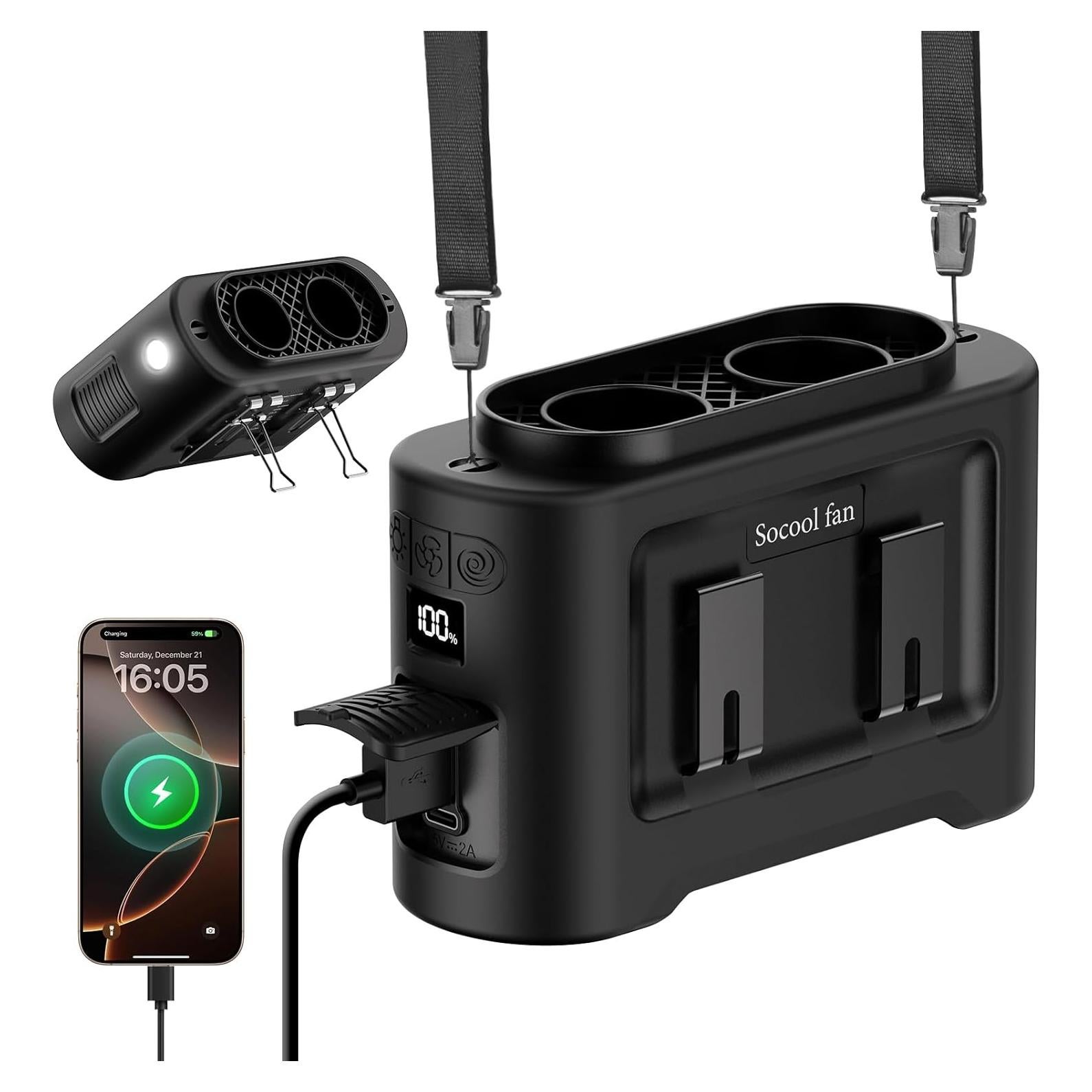 Ventilador Portátil de Cintura Socool K300 Recargable 40h