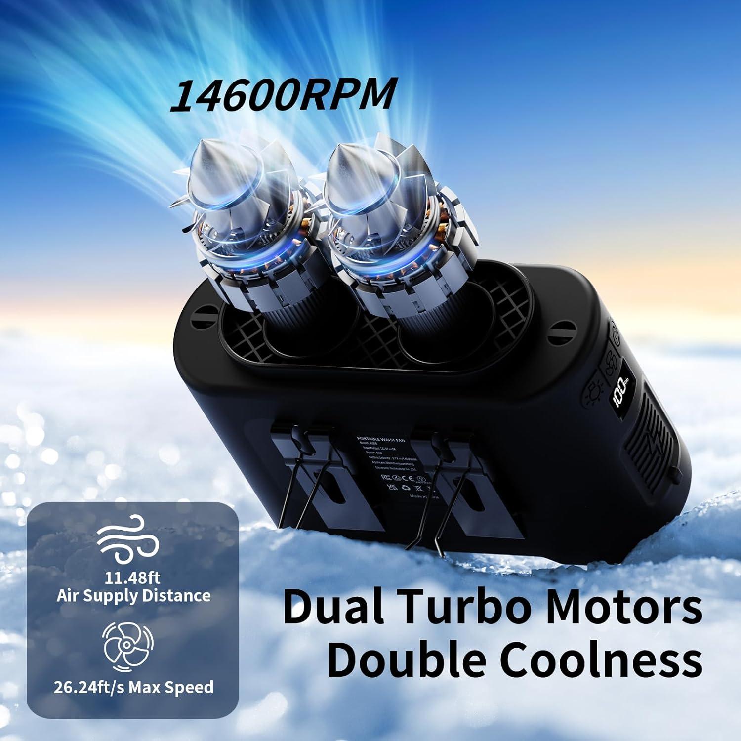 Ventilador Portátil de Cintura Socool K300 Recargable 40h