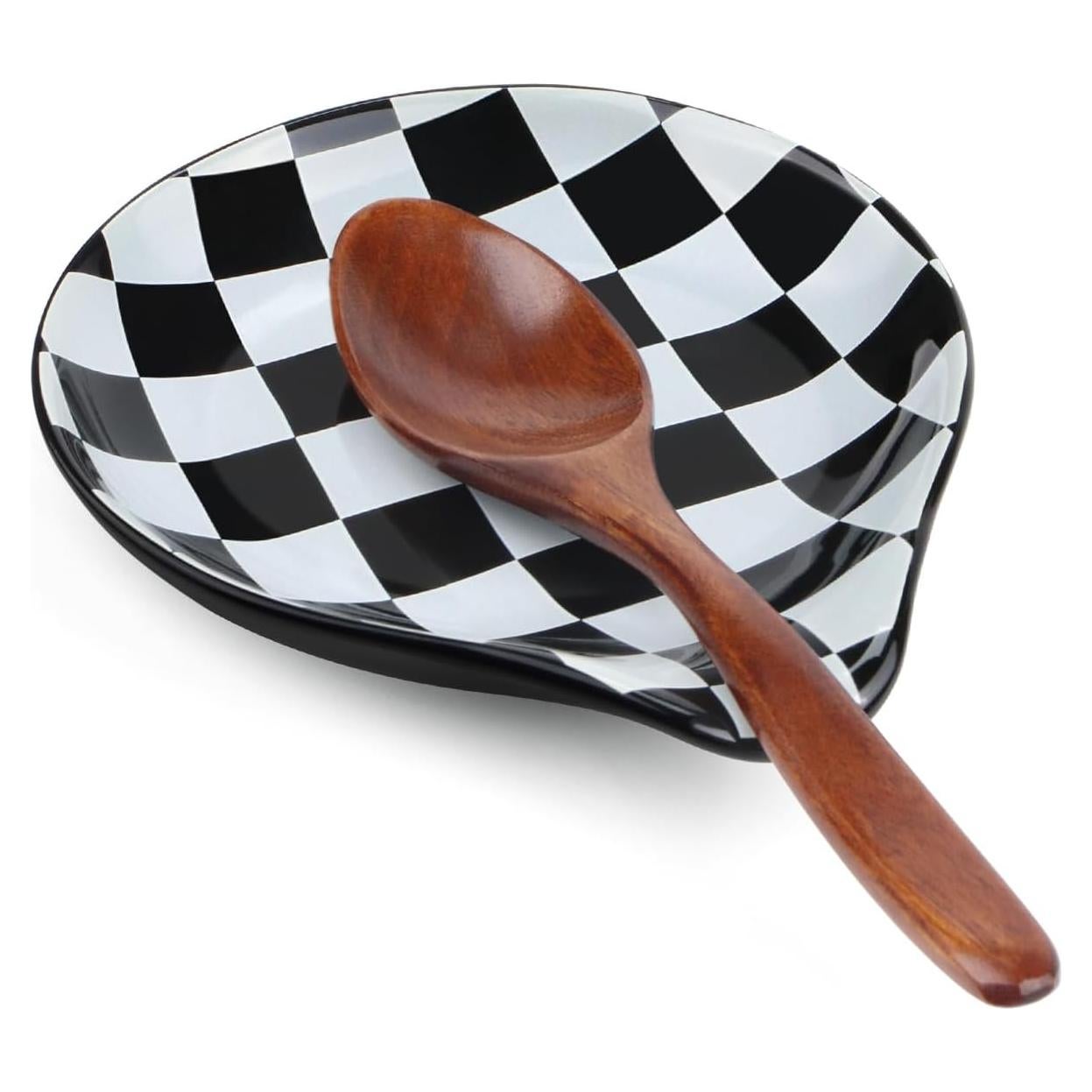 Soporte para Cucharas de Cerámica VanlonPro Cuadro Blanco y Negro