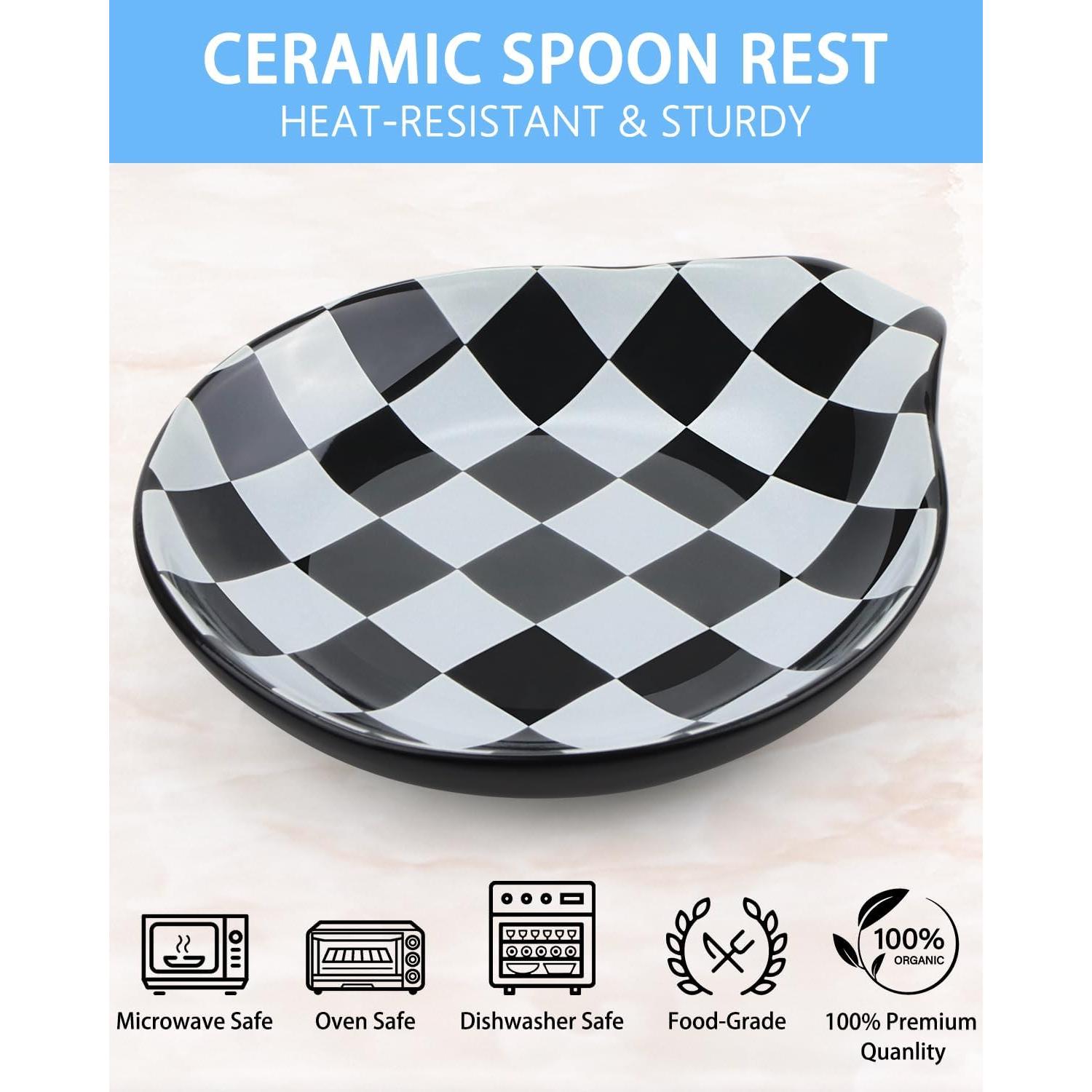 Soporte para Cucharas de Cerámica VanlonPro Cuadro Blanco y Negro