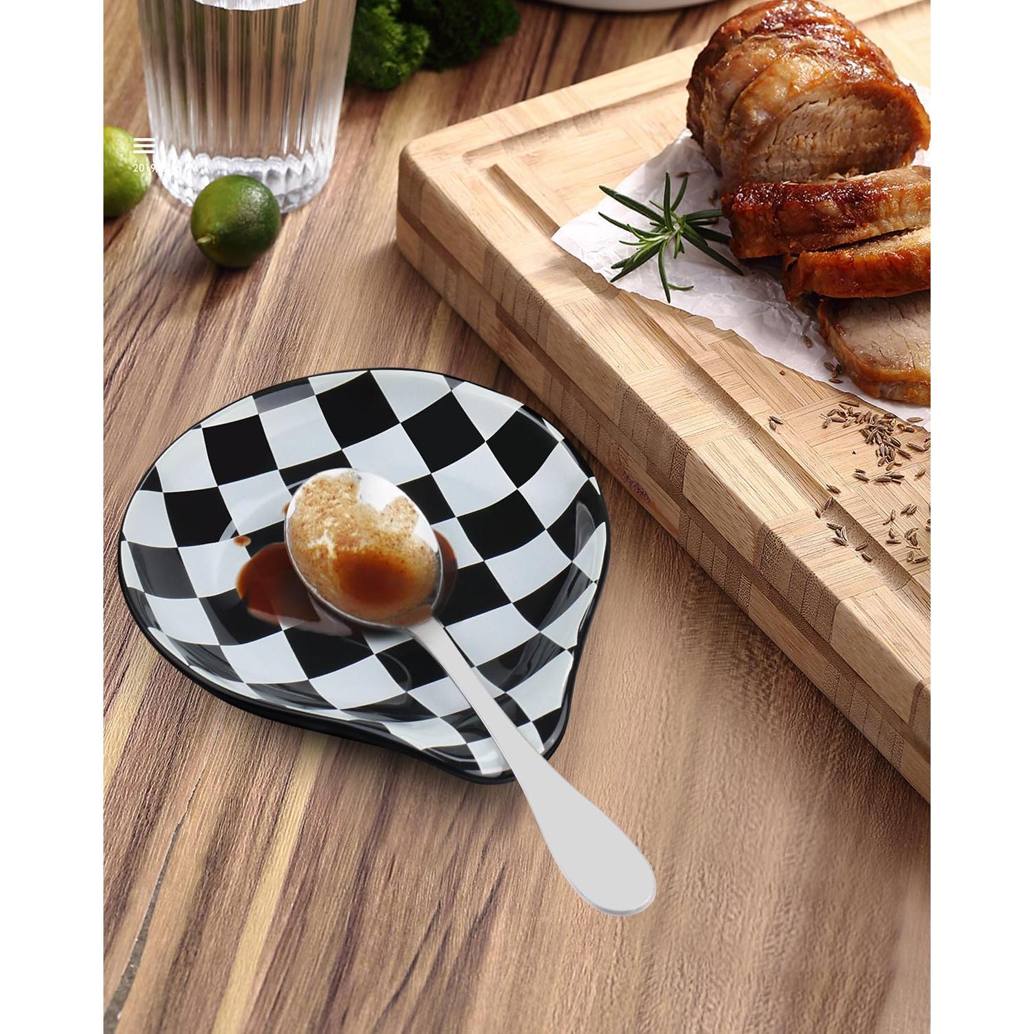 Soporte para Cucharas de Cerámica VanlonPro Cuadro Blanco y Negro