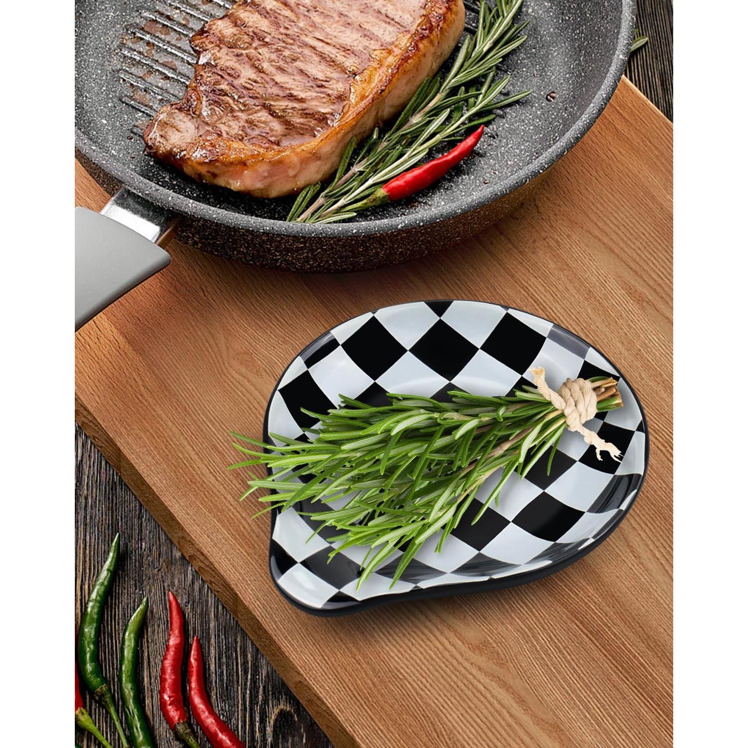 Soporte para Cucharas de Cerámica VanlonPro Cuadro Blanco y Negro