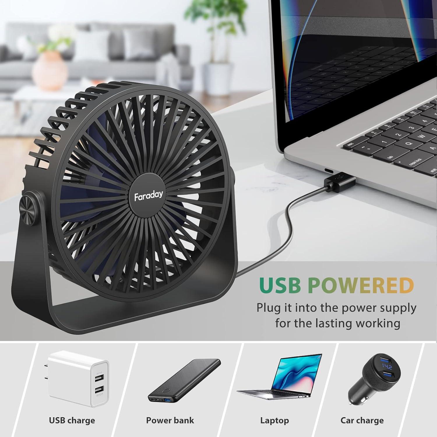 Ventilador de Escritorio USB FARADAY FD03 10W 3 Velocidades