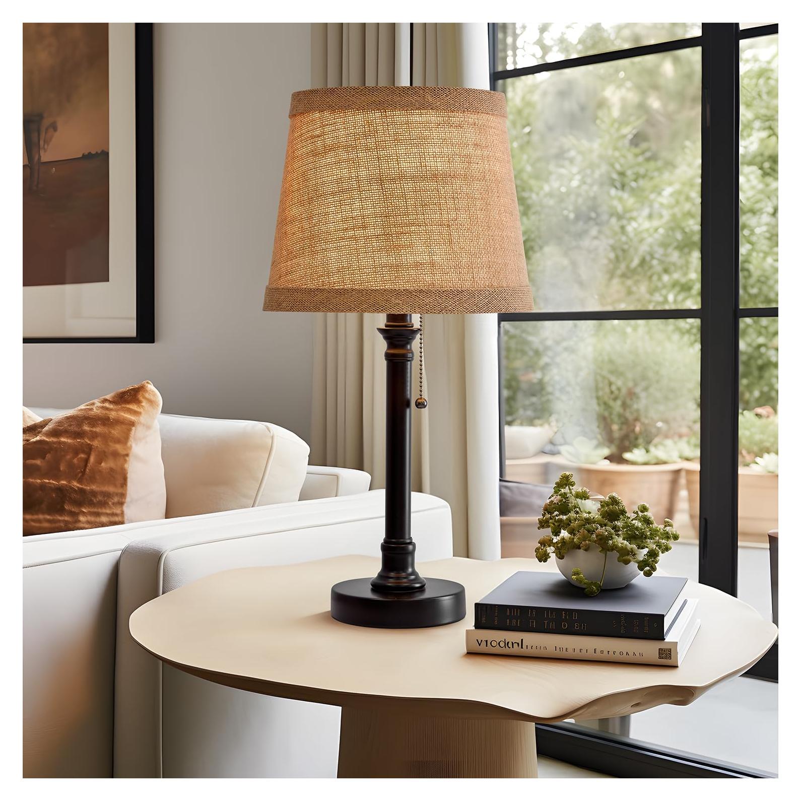 Lámpara de Mesa Pequeña Oneach Negra 49.5 cm Tela