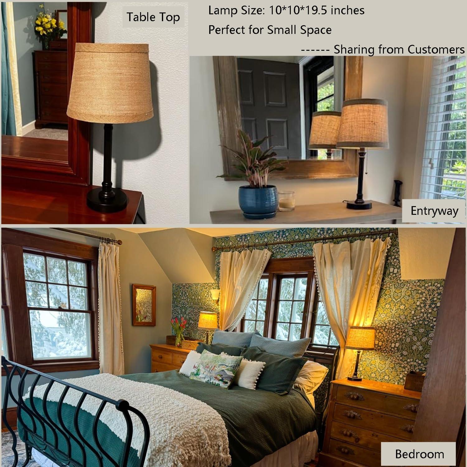 Lámpara de Mesa Pequeña Oneach Negra 49.5 cm Tela