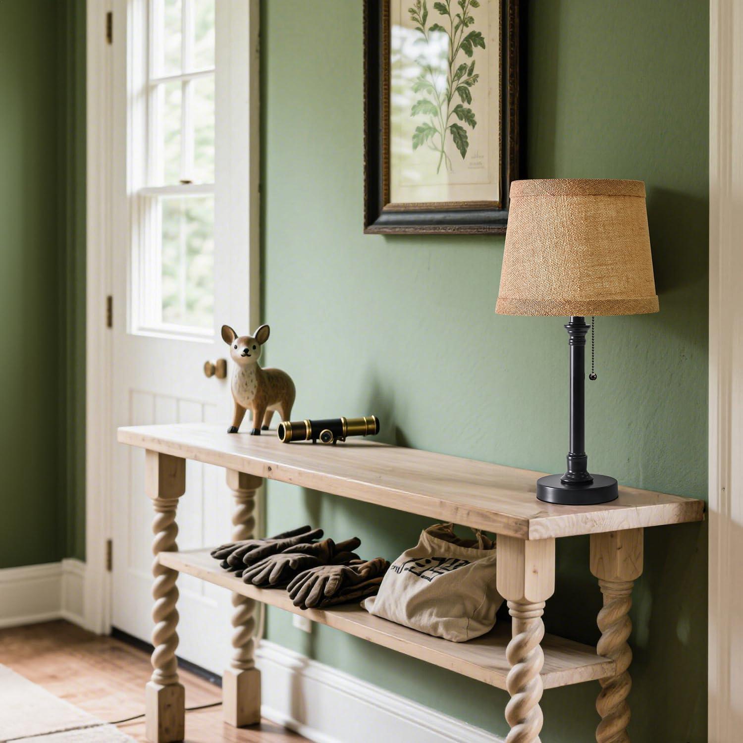 Lámpara de Mesa Pequeña Oneach Negra 49.5 cm Tela