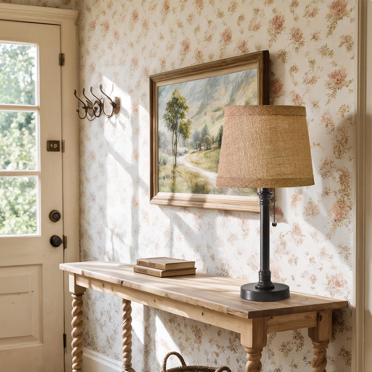 Lámpara de Mesa Pequeña Oneach Negra 49.5 cm Tela