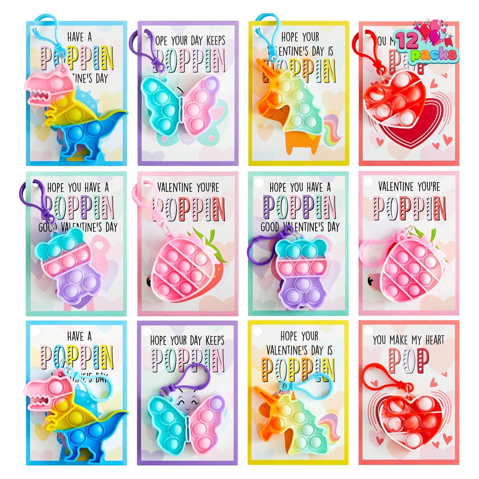 JOYIN 12 Juguetes Llave Pop Fidget Antiestrés Multicolor