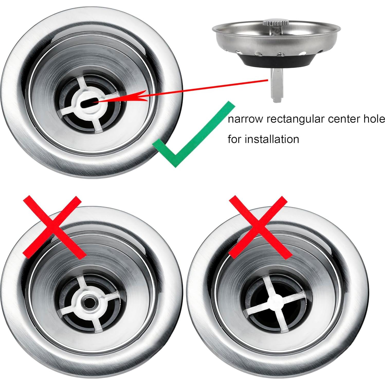 2 Pcs Sink Drain Strainer Sink Stopper Combo Basket Replacement for Kitchen 3-1/2 inch Drain, Sink Drain Strainer Kitchen Sink Stopper Kitchen Sink Strainer