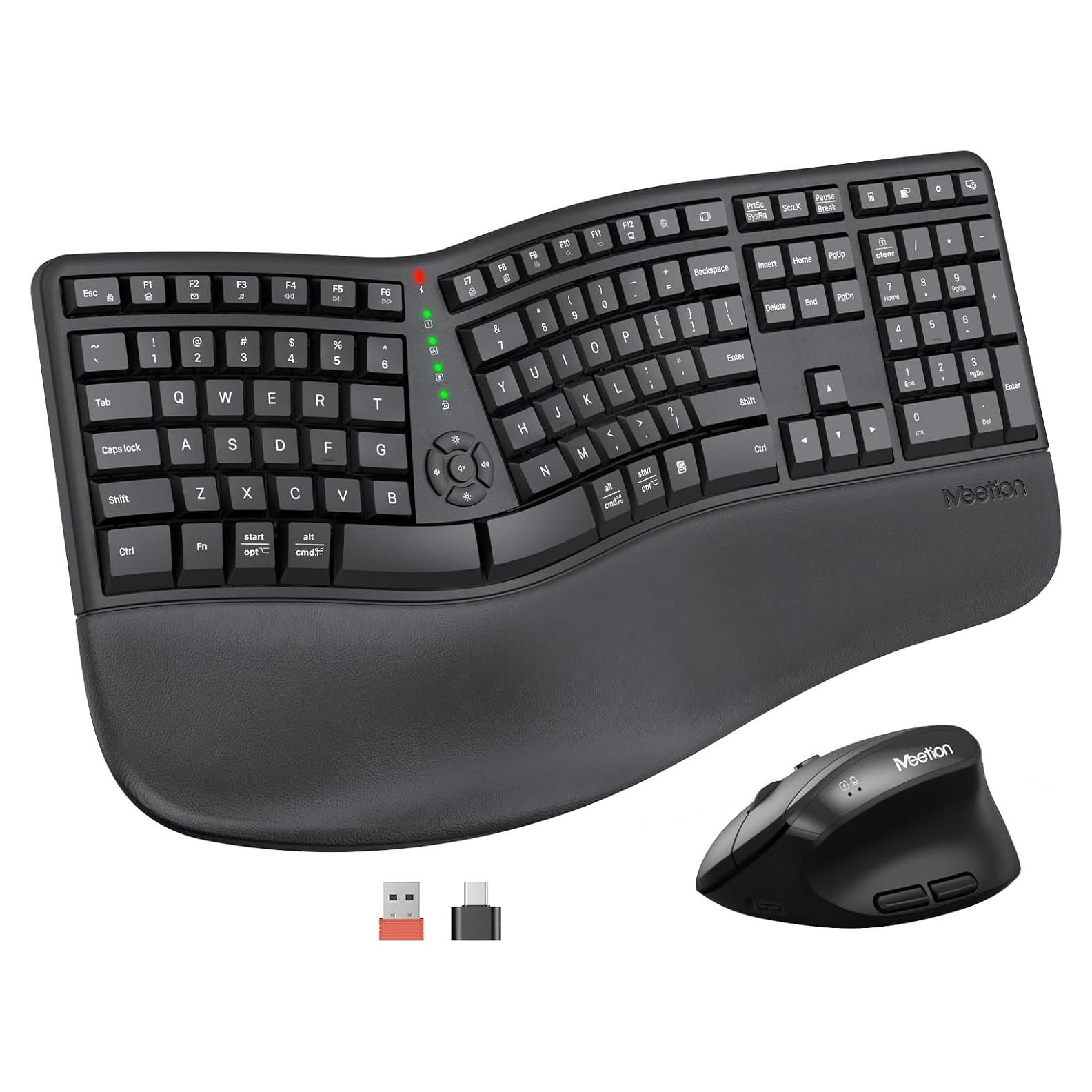 Teclado y Ratón Ergonomicos Meetion DirectorC, Inalámbricos