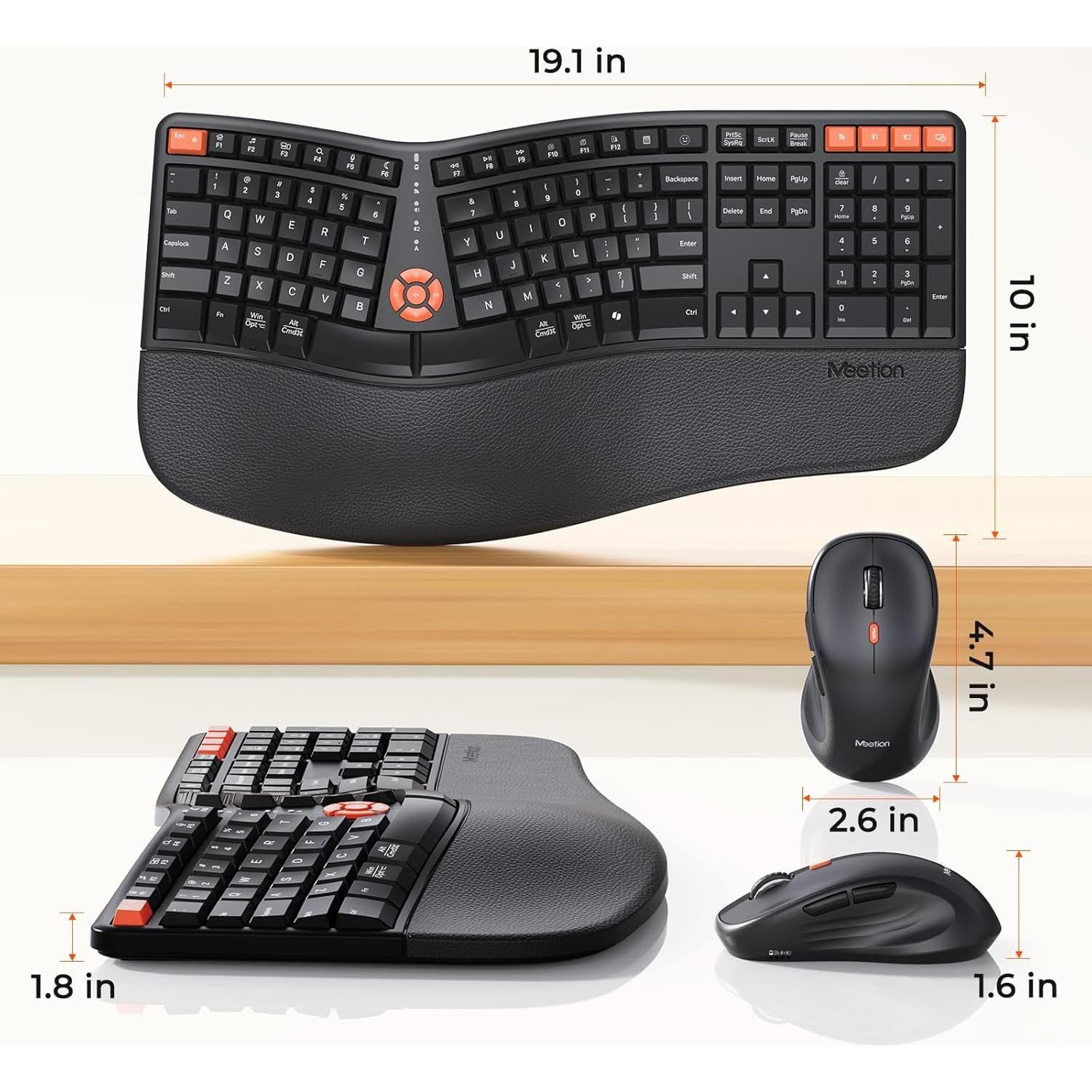 Teclado y Ratón Ergonómicos MEETION Director-C-3 Inalámbricos