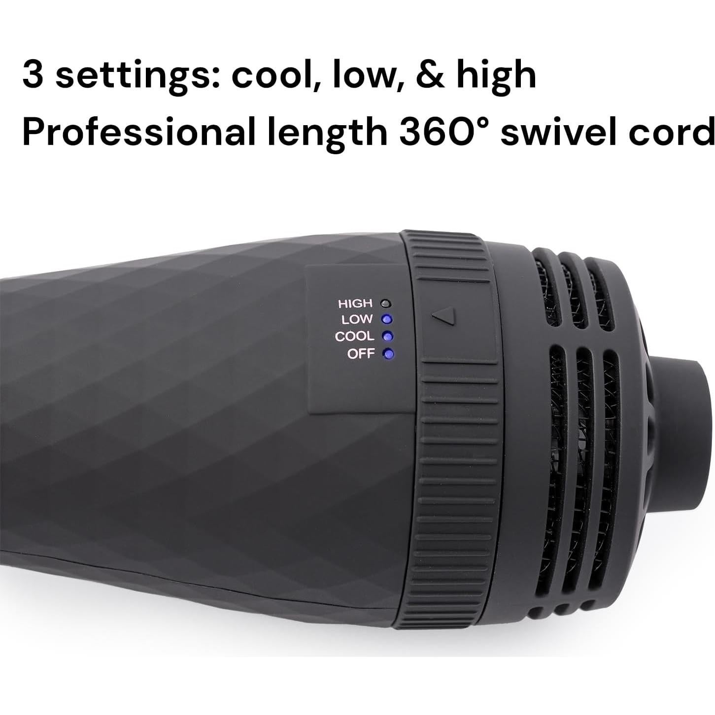 Cepillo Secador 2-en-1 L'ANGE HAIR Titanio 60mm Negro